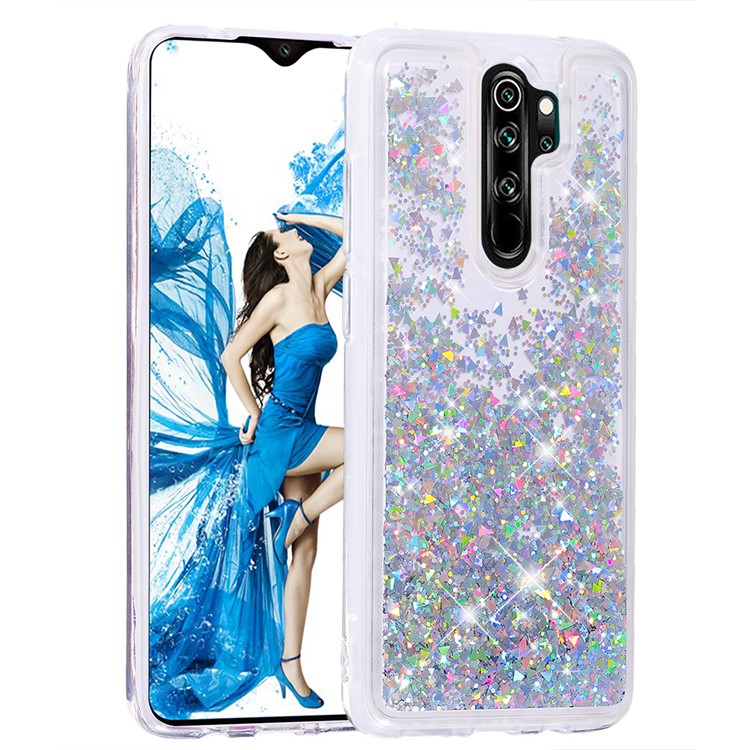 Floating Glitter Sequins TPU Cell Shell Cover for Xiaomi Redmi Note 8 Pro - Silver-3