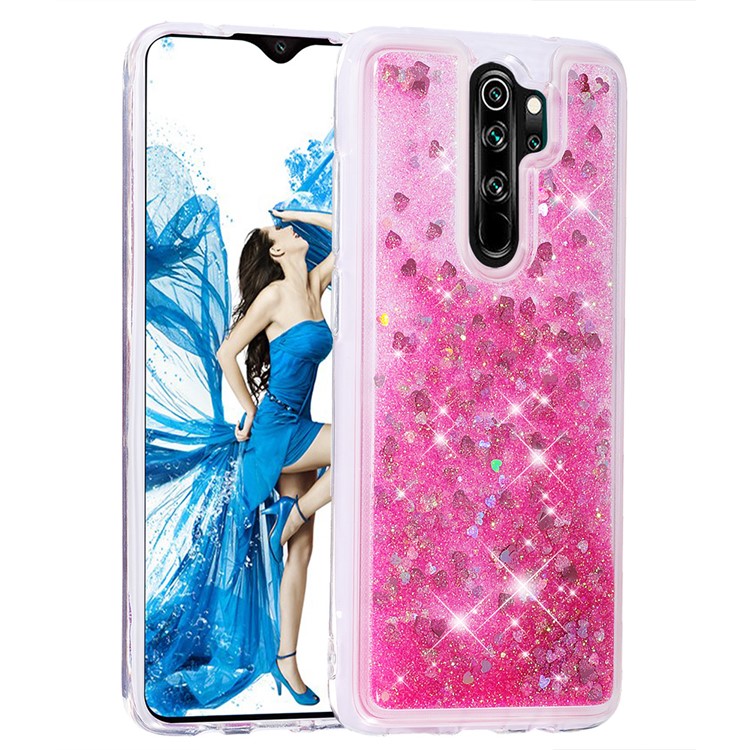 Floating Glitter Sequins TPU Cell Shell Cover for Xiaomi Redmi Note 8 Pro - Pink-3