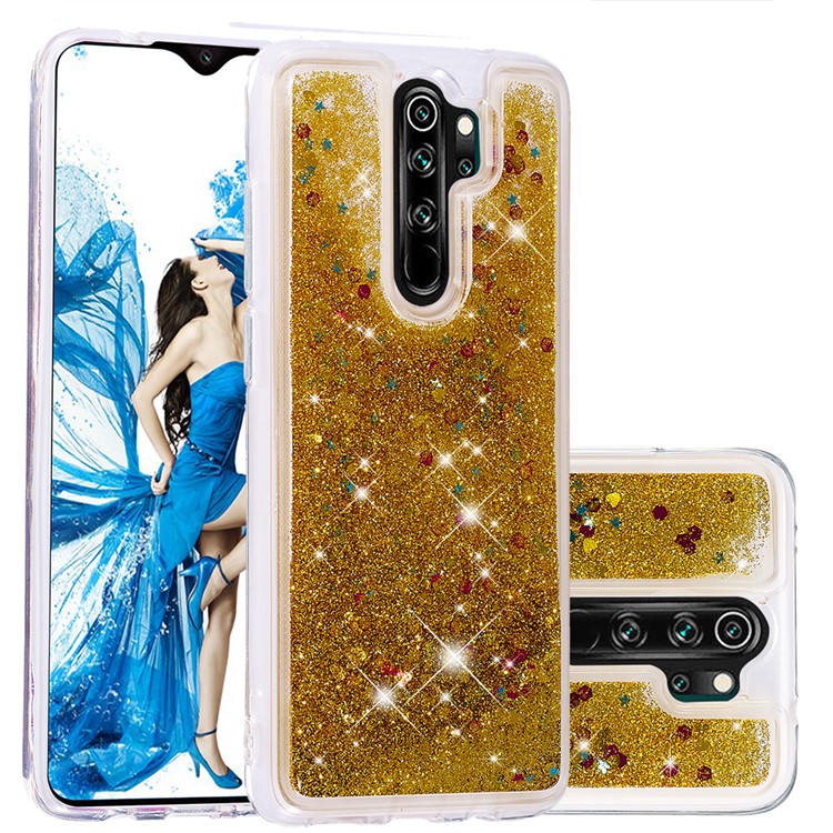 Floating Glitter Sequins TPU Cell Shell Cover for Xiaomi Redmi Note 8 Pro - Gold-1