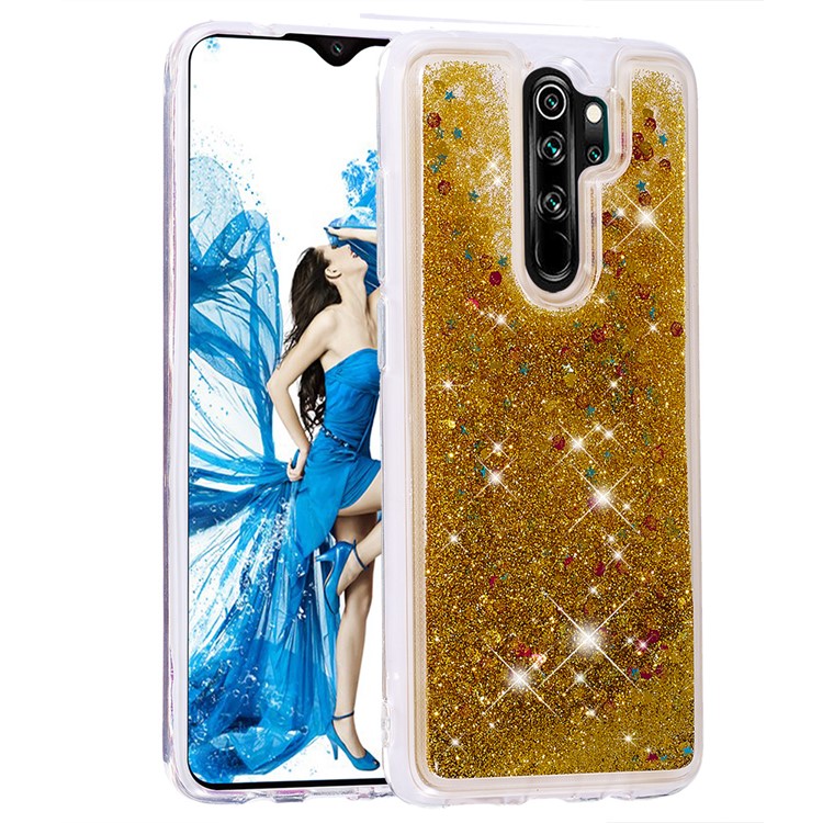 Floating Glitter Sequins TPU Cell Shell Cover for Xiaomi Redmi Note 8 Pro - Gold-3