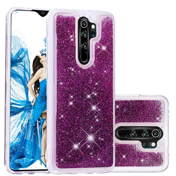 Floating Glitter Sequins TPU Cell Shell Cover for Xiaomi Redmi Note 8 Pro - Purple-1