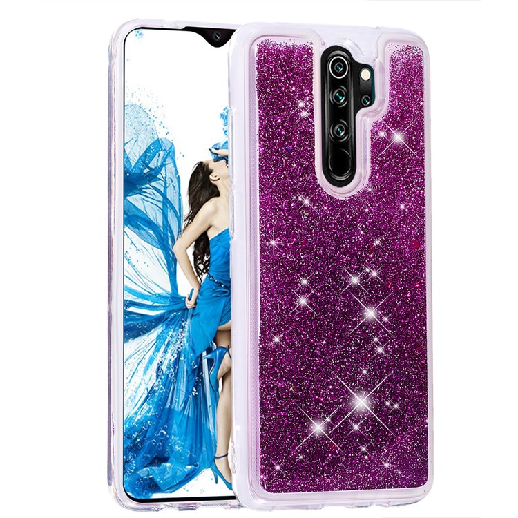 Floating Glitter Sequins TPU Cell Shell Cover for Xiaomi Redmi Note 8 Pro - Purple-3