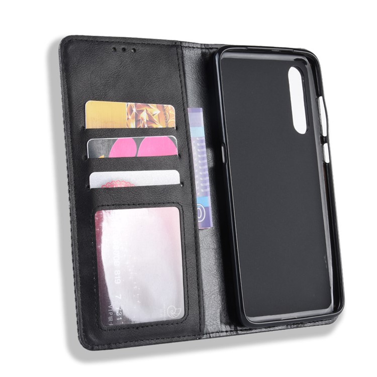 Vintage Style Leather Wallet Casing for Xiaomi Mi 9 Pro 5G - Black-3