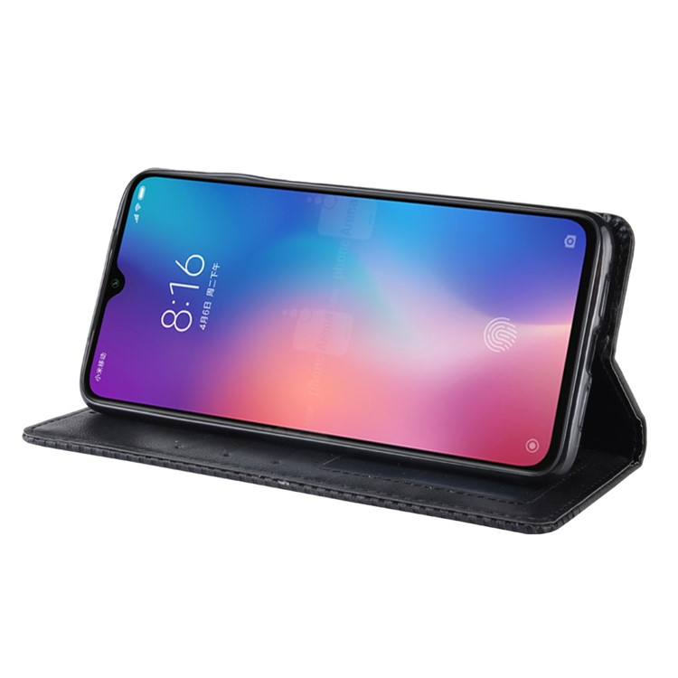 Vintage Style Leather Wallet Casing for Xiaomi Mi 9 Pro 5G - Black-5