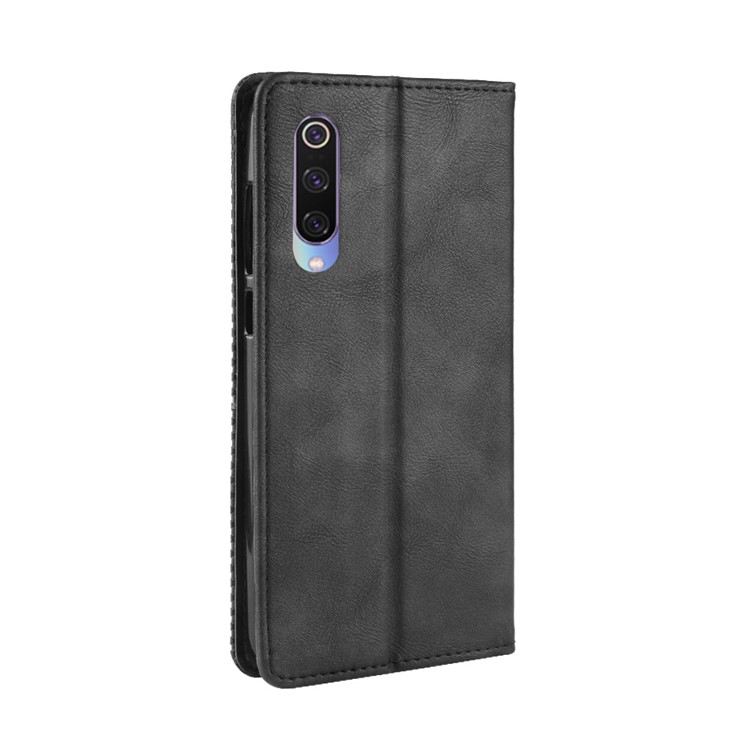 Vintage Style Leather Wallet Casing for Xiaomi Mi 9 Pro 5G - Black-6
