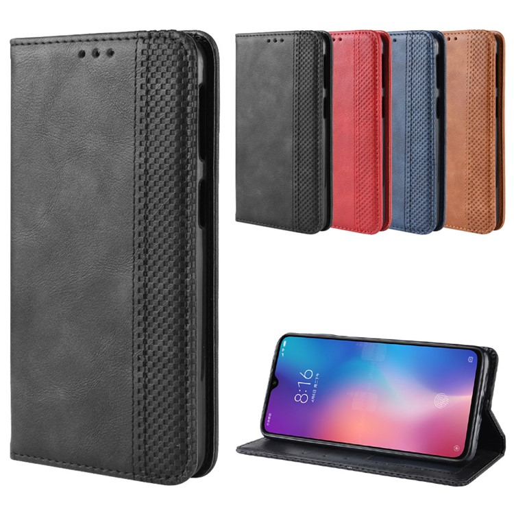 Vintage Style Leather Wallet Casing for Xiaomi Mi 9 Pro 5G - Black-9