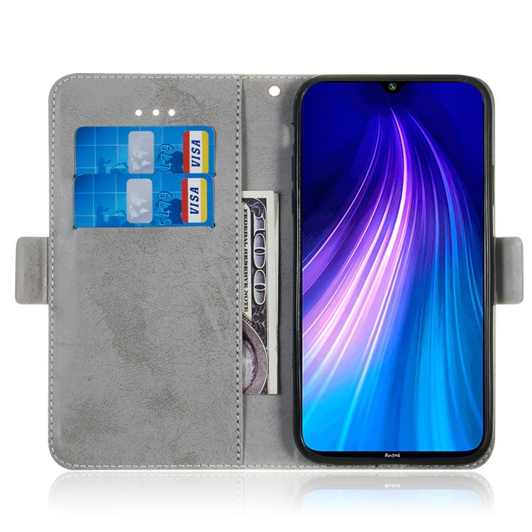 Retro High Quality Leather Wallet Cover for Xiaomi Redmi Note 8 - Grey-8