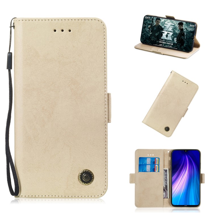 Retro High Quality Leather Wallet Cover for Xiaomi Redmi Note 8 - Gold-1