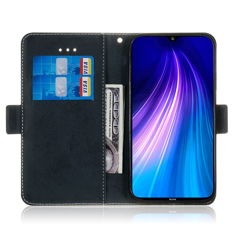 Retro High Quality Leather Wallet Cover for Xiaomi Redmi Note 8 - Dark Blue-8