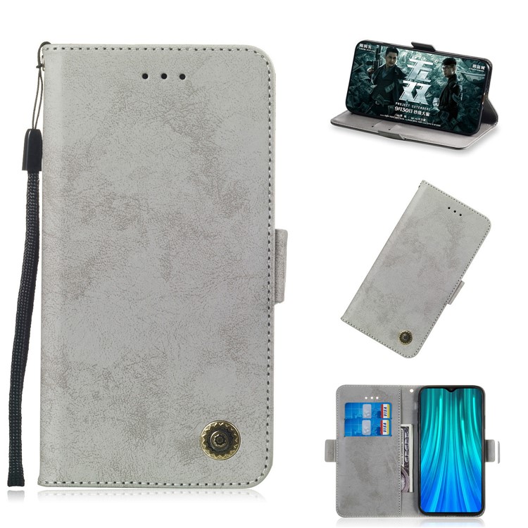 Retro Style PU Leather Flip Shell Cover for Xiaomi Redmi Note 8 Pro - Grey-1