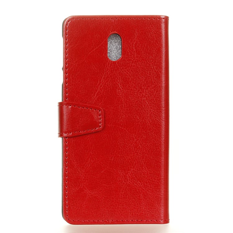 For Xiaomi Redmi 8A Crazy Horse Skin Leather Cover - Red-11