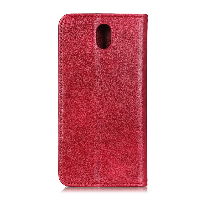 Auto-absorbed Litchi Texture Split Leather Wallet Case for Xiaomi Redmi 8A - Red-7