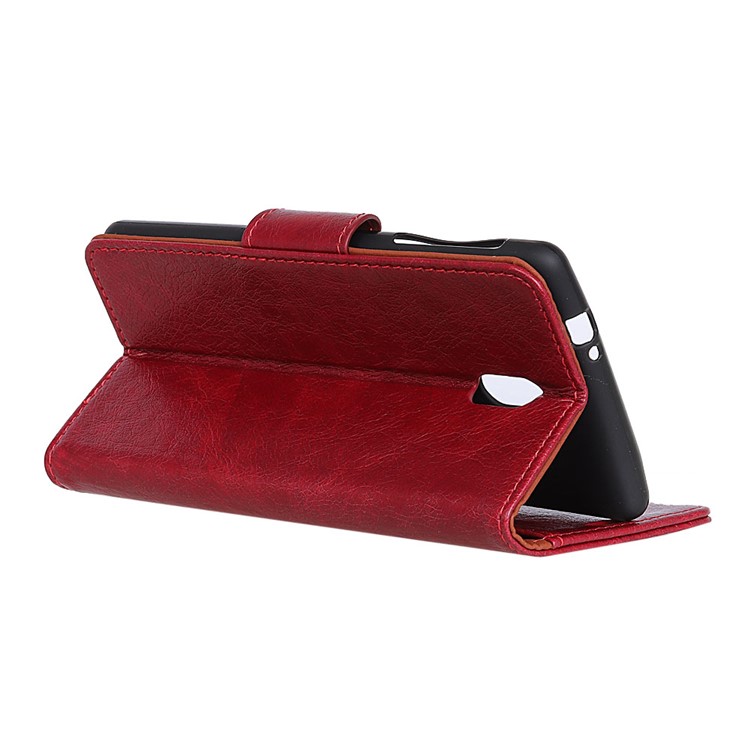 Nappa Textur Spaltleder Brieftasche Hülle Für Xiaomi Redmi 8A - Rot-4
