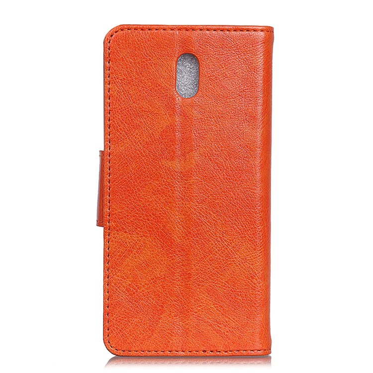 Nappa Texture Split Leather Wallet Shell for Xiaomi Redmi 8A - Orange-3