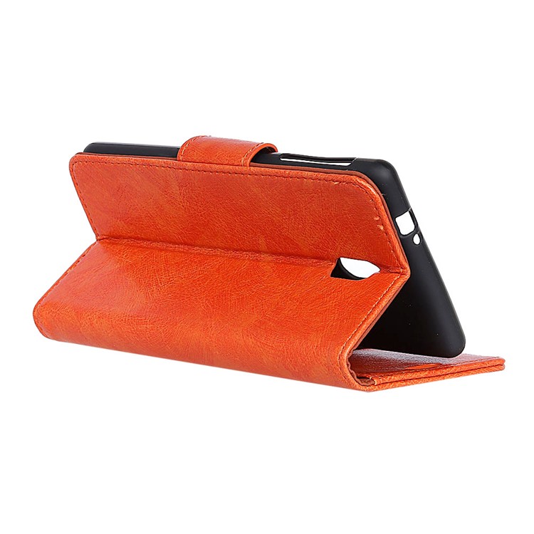 Nappa Texture Split Leather Wallet Shell for Xiaomi Redmi 8A - Orange-4