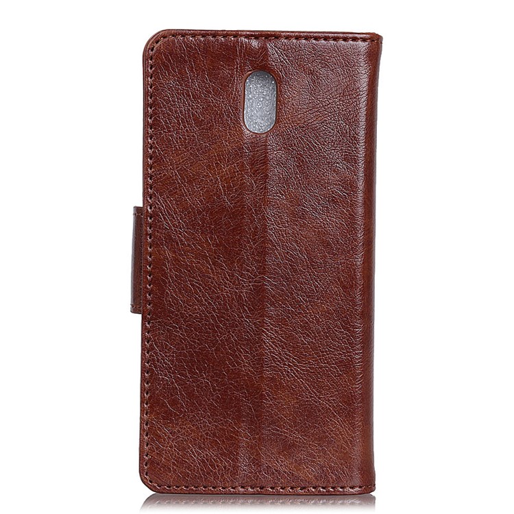 Nappa Texture Split Leather Wallet Shell for Xiaomi Redmi 8A - Brown-3