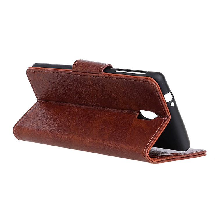 Nappa Texture Split Leather Wallet Shell for Xiaomi Redmi 8A - Brown-4