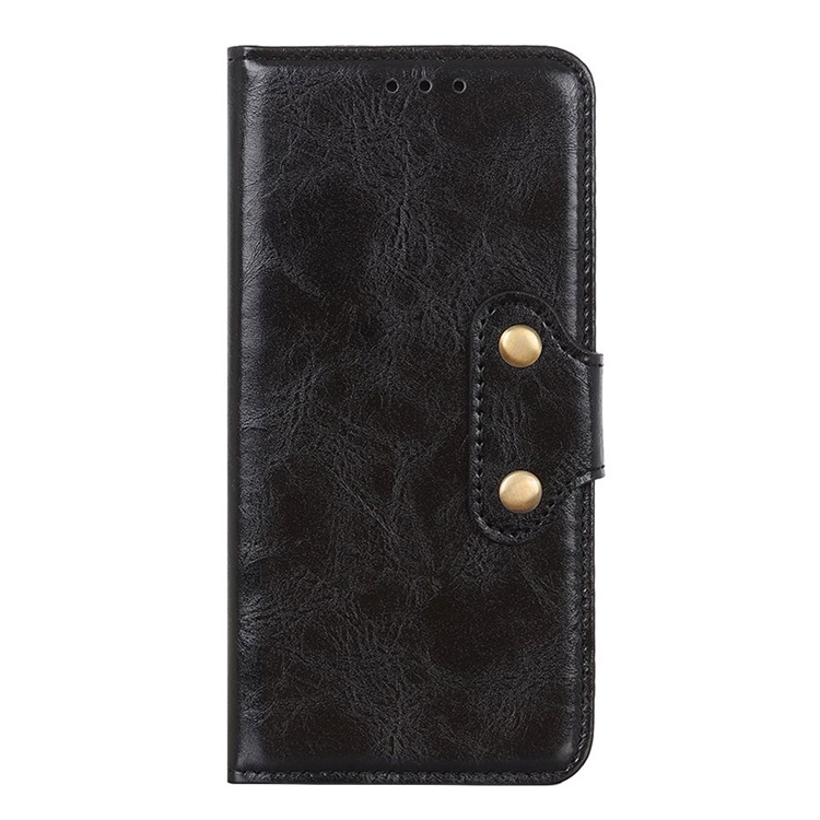 Double Buckles Crazy Horse Leather Wallet Case for Xiaomi Redmi 8A - Black-2