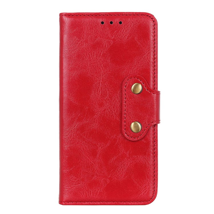 Double Buckles Crazy Horse Leather Wallet Case for Xiaomi Redmi 8A - Red-2