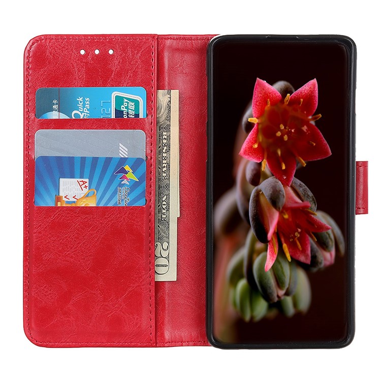 Double Buckles Crazy Horse Leather Wallet Case for Xiaomi Redmi 8A - Red-5