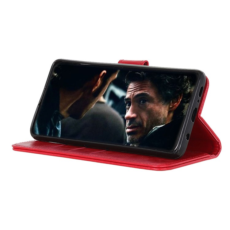 Double Buckles Crazy Horse Leather Wallet Case for Xiaomi Redmi 8A - Red-7