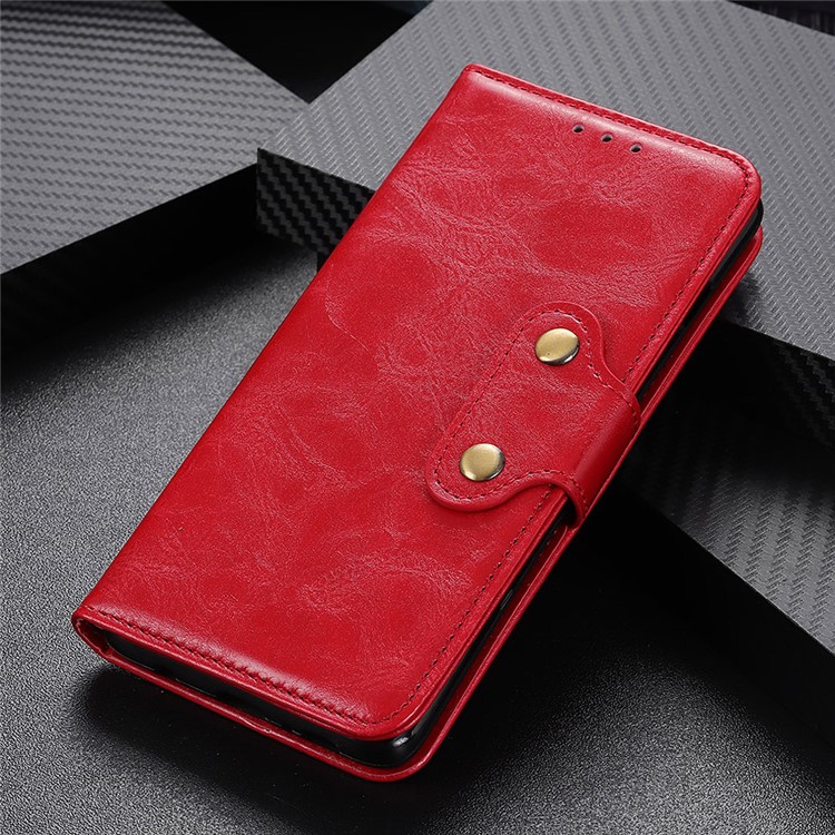Double Buckles Crazy Horse Leather Wallet Case for Xiaomi Redmi 8A - Red-9