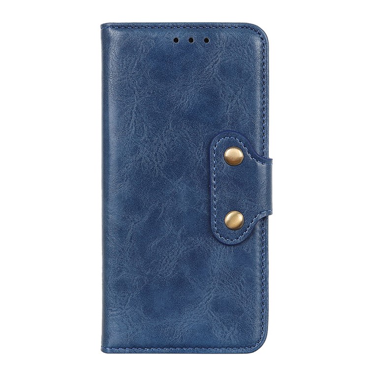 Double Buckles Crazy Horse Leather Wallet Case for Xiaomi Redmi 8A - Blue-2