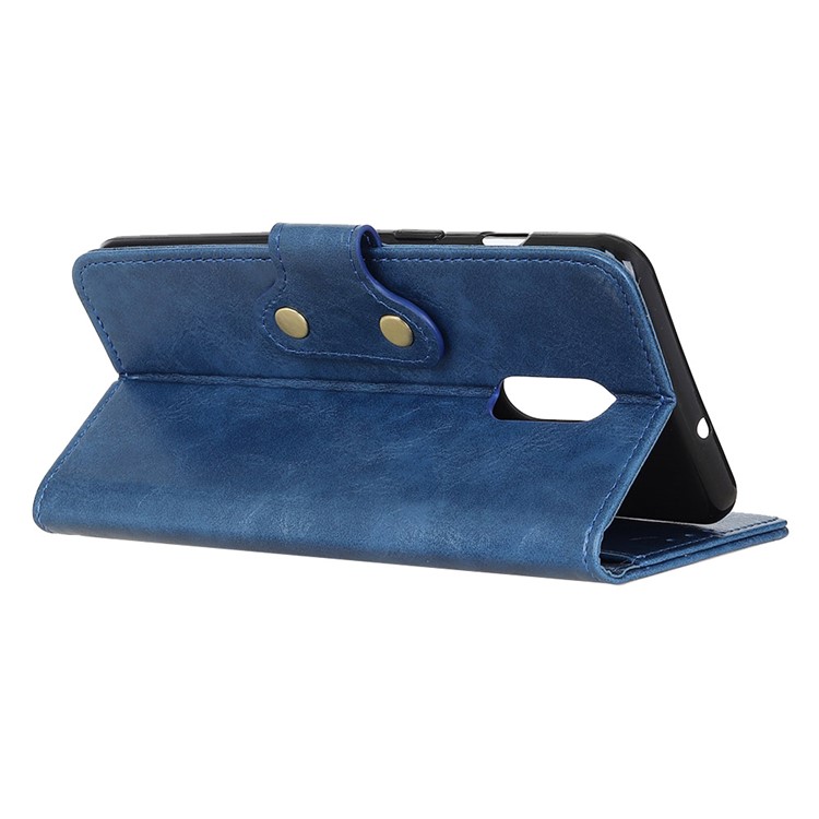 Double Buckles Crazy Horse Leather Wallet Case for Xiaomi Redmi 8A - Blue-4