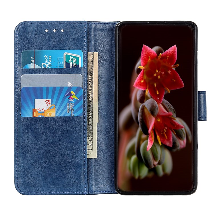 Double Buckles Crazy Horse Leather Wallet Case for Xiaomi Redmi 8A - Blue-5