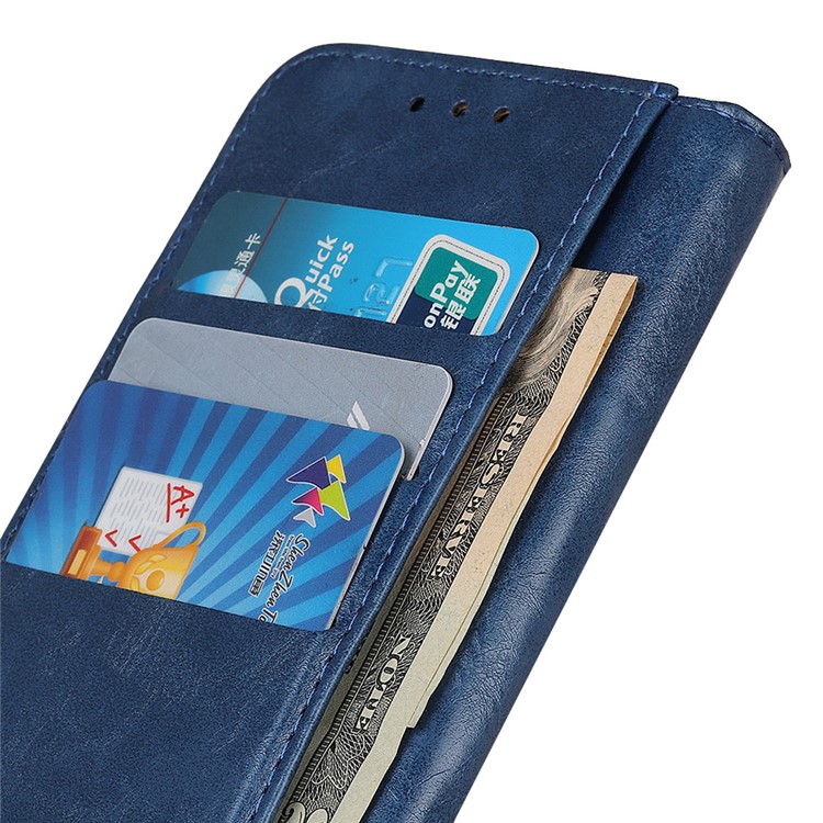Double Buckles Crazy Horse Leather Wallet Case for Xiaomi Redmi 8A - Blue-6