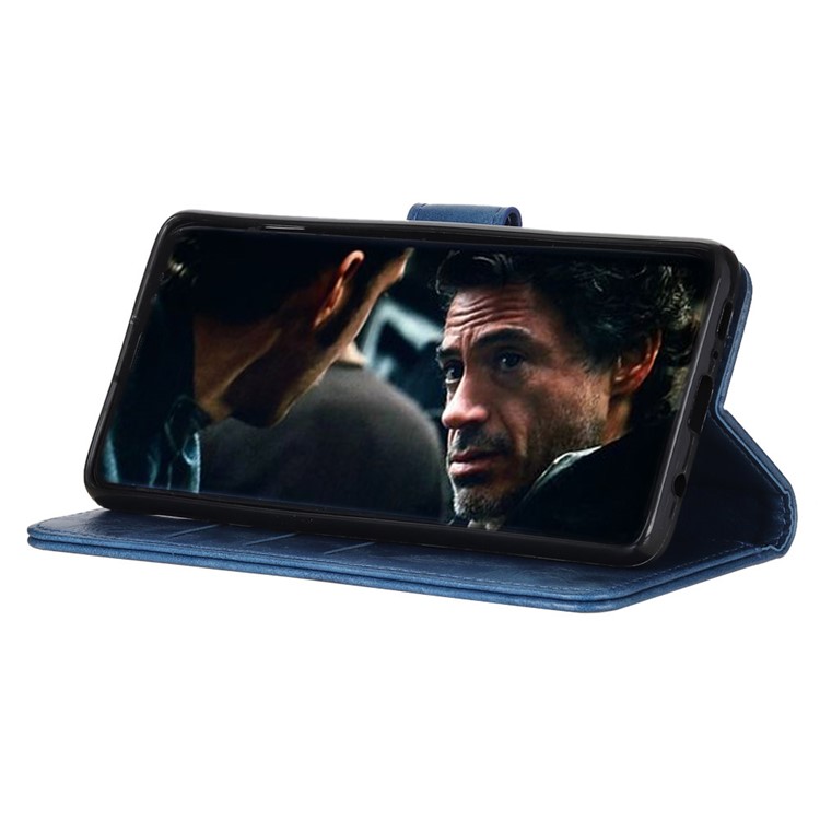 Double Buckles Crazy Horse Leather Wallet Case for Xiaomi Redmi 8A - Blue-7