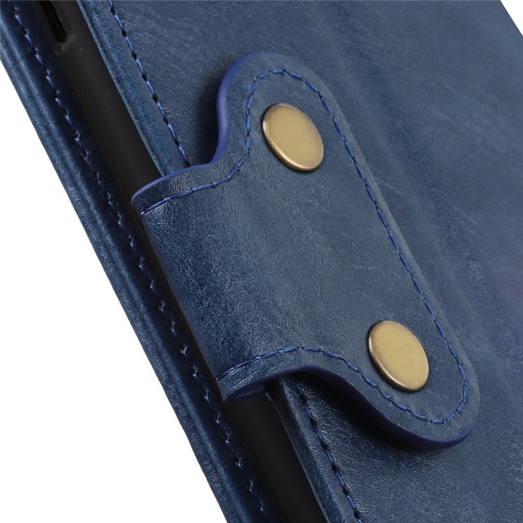 Double Buckles Crazy Horse Leather Wallet Case for Xiaomi Redmi 8A - Blue-8