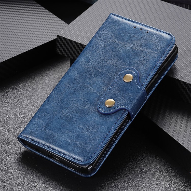 Double Buckles Crazy Horse Leather Wallet Case for Xiaomi Redmi 8A - Blue-9