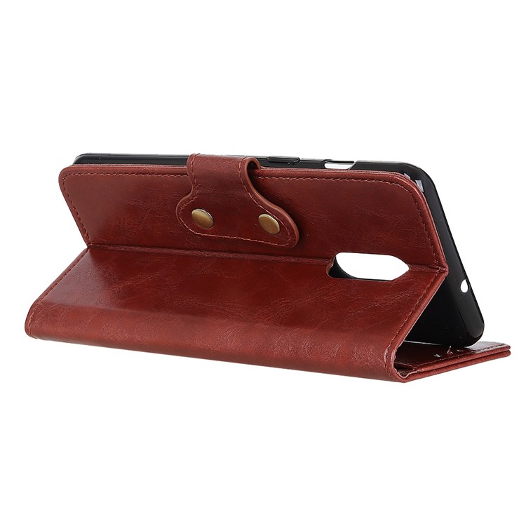 Double Buckles Crazy Horse Leather Wallet Case for Xiaomi Redmi 8A - Brown-4