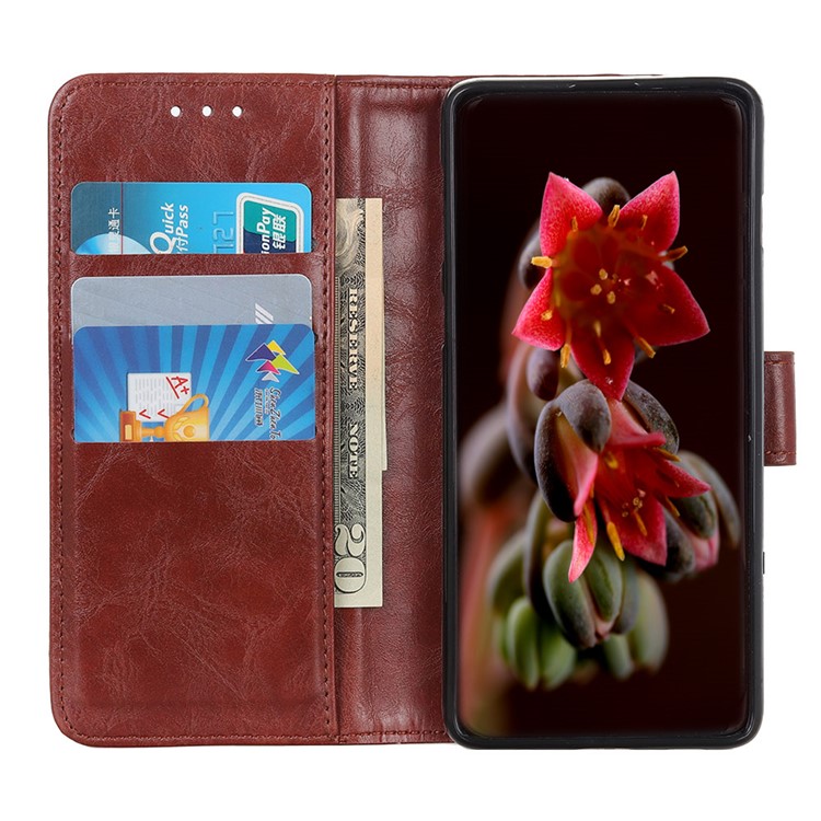 Double Buckles Crazy Horse Leather Wallet Case for Xiaomi Redmi 8A - Brown-5