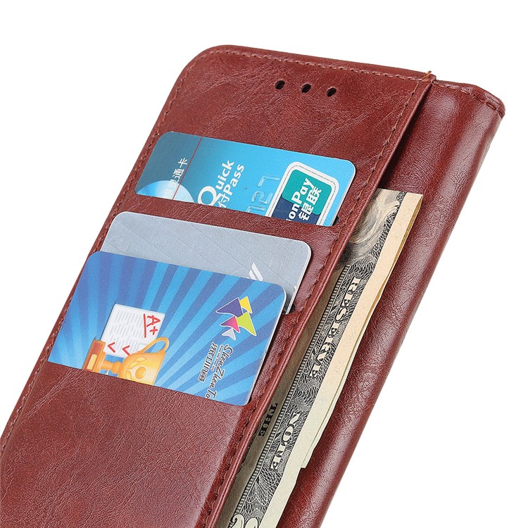 Double Buckles Crazy Horse Leather Wallet Case for Xiaomi Redmi 8A - Brown-6