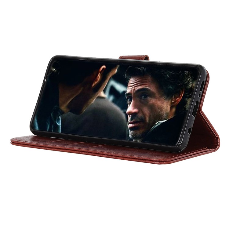 Double Buckles Crazy Horse Leather Wallet Case for Xiaomi Redmi 8A - Brown-7