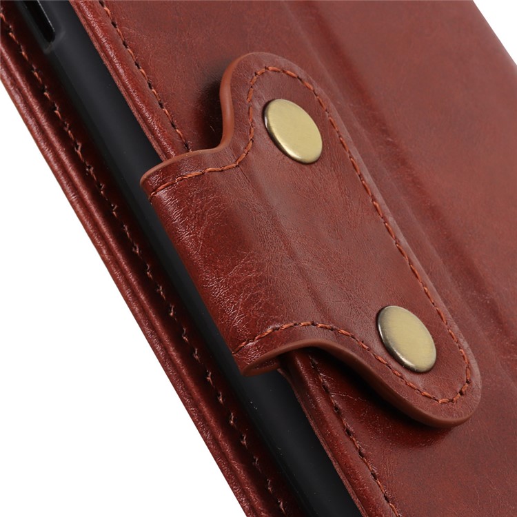 Double Buckles Crazy Horse Leather Wallet Case for Xiaomi Redmi 8A - Brown-8