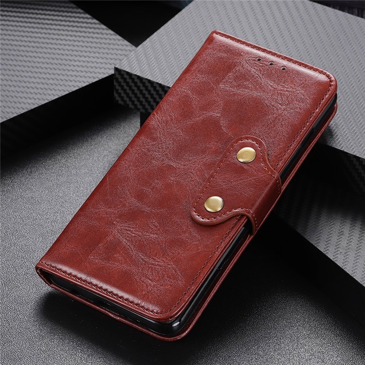 Double Buckles Crazy Horse Leather Wallet Case for Xiaomi Redmi 8A - Brown-9