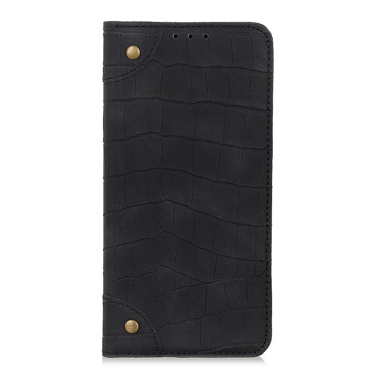 Crocodile Skin Auto-absorbed Split Leather Wallet Case for Xiaomi Redmi 8A - Black-2