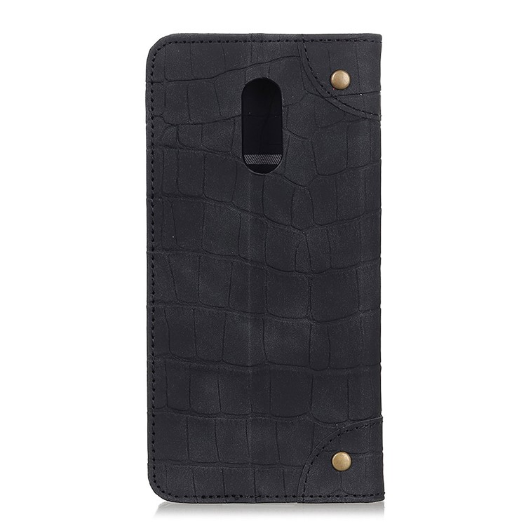 Crocodile Skin Auto-absorbed Split Leather Wallet Case for Xiaomi Redmi 8A - Black-3