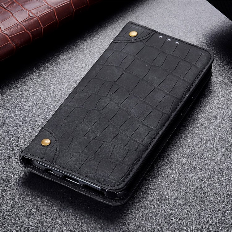 Crocodile Skin Auto-absorbed Split Leather Wallet Case for Xiaomi Redmi 8A - Black-9