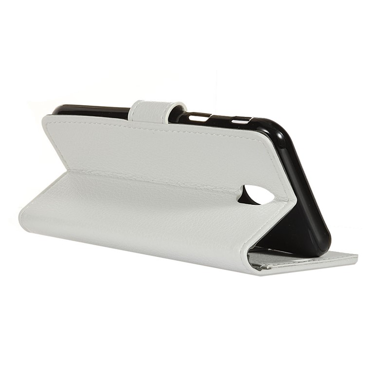 Litchi Skin Texture Leather Cover with Wallet Stand for Xiaomi Redmi 8A - White-11