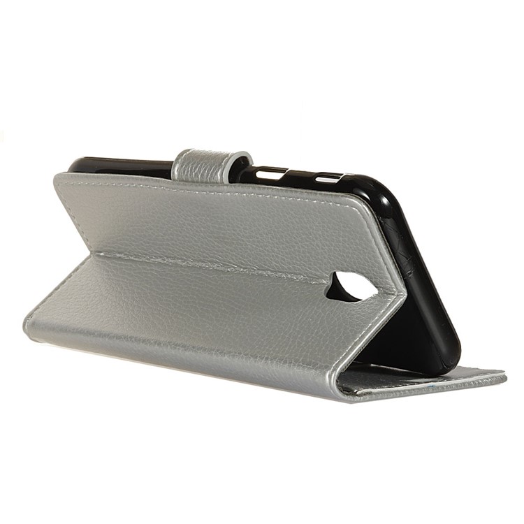 Cubierta De Cuero Textura De La Piel De Litchi Con Soporte De La Carpeta Para Xiaomi Redmi 8A - Plata-11