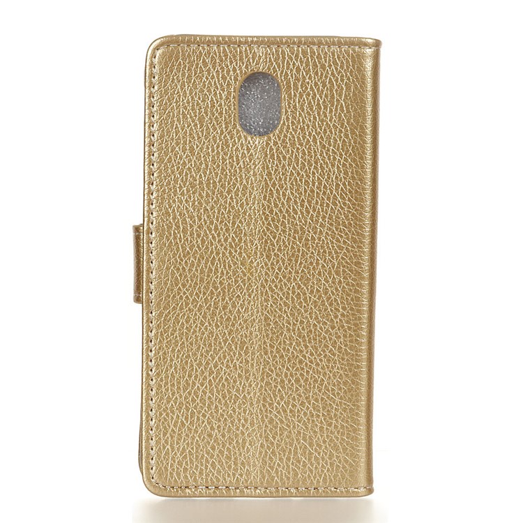Litchi Skin Texture Leather Cover with Wallet Stand for Xiaomi Redmi 8A - Gold-10