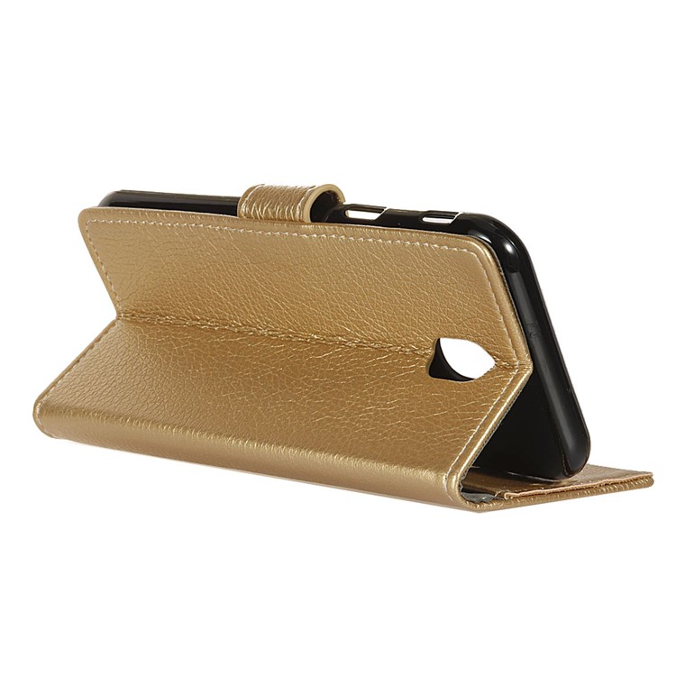 Litchi Skin Texture Leather Cover with Wallet Stand for Xiaomi Redmi 8A - Gold-11