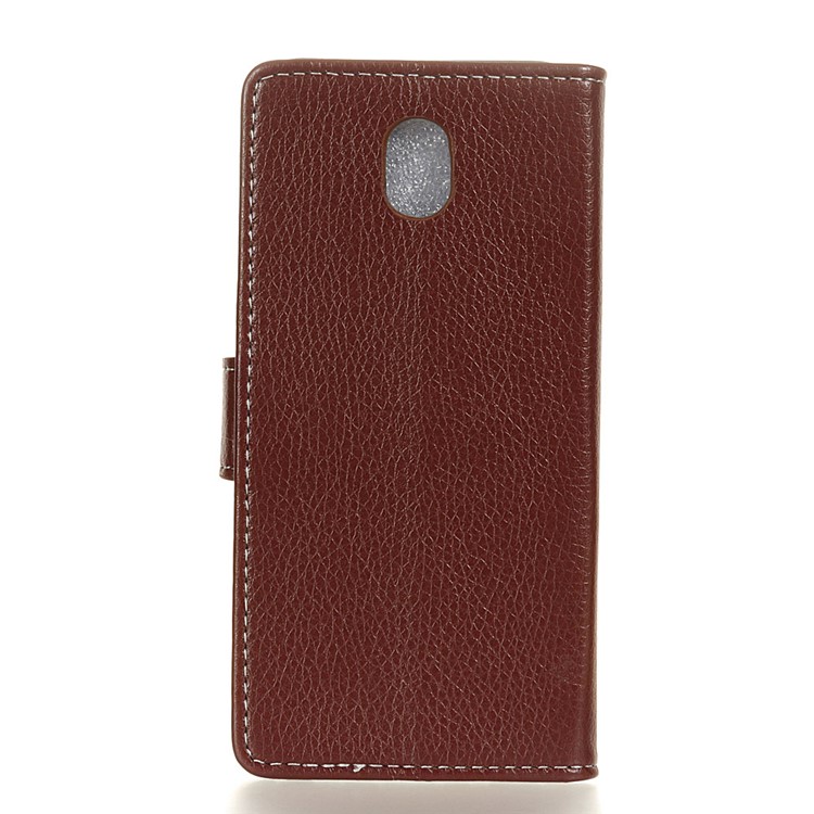 Litchi Skin Texture Leather Cover with Wallet Stand for Xiaomi Redmi 8A - Brown-10