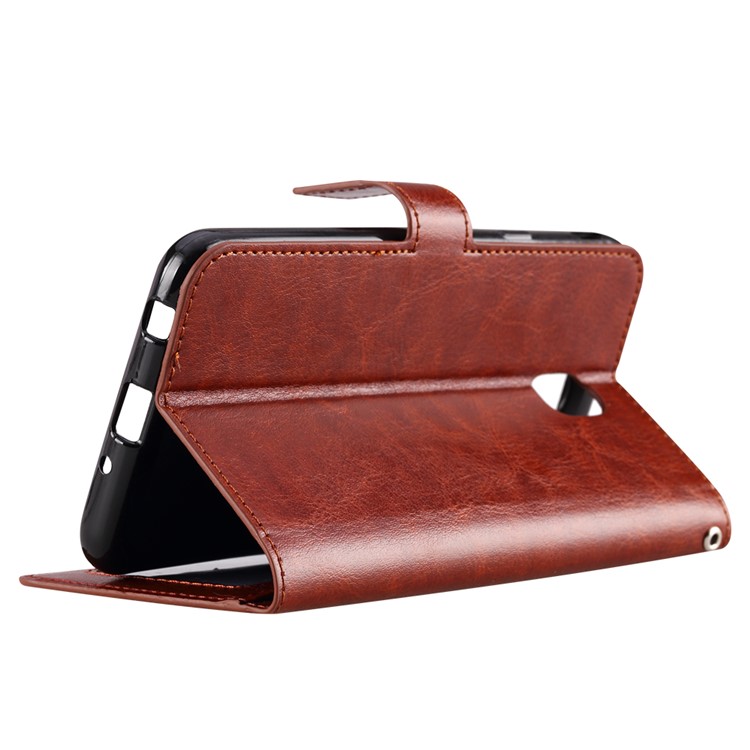For Xiaomi Redmi 8A Crazy Horse Texture Wallet Stand Leather Casing Shell - Brown-5