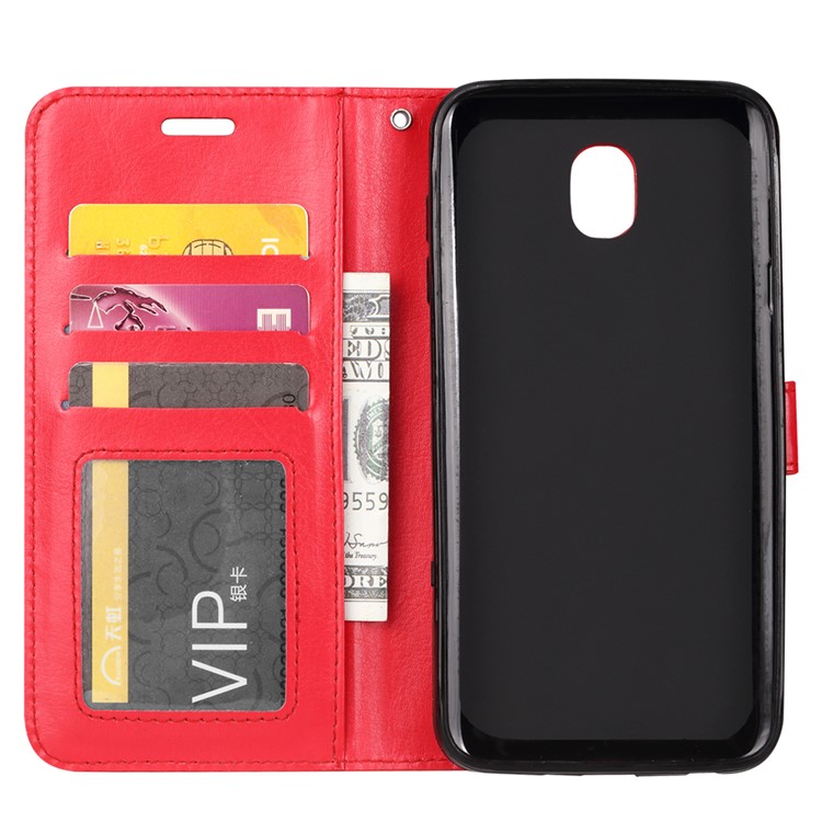 For Xiaomi Redmi 8A Crazy Horse Texture Wallet Stand Leather Casing Shell - Red-4