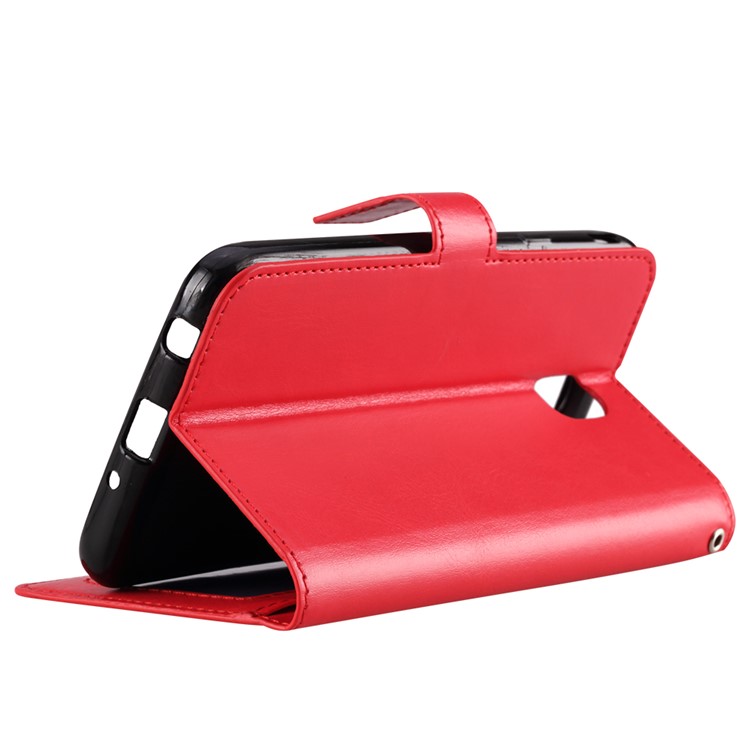 For Xiaomi Redmi 8A Crazy Horse Texture Wallet Stand Leather Casing Shell - Red-5